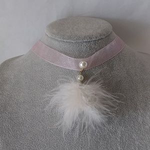 Ostrich Feather on Organza Choker